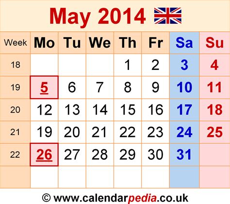 Calendar For May 2014