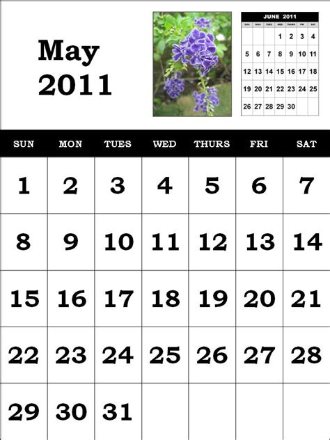 Calendar For May Of 2011