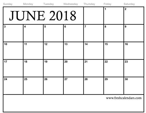 Calendar For The Month Of June