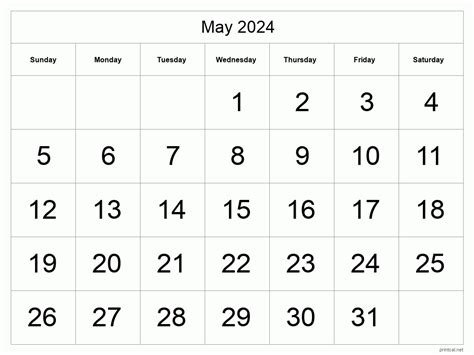 Calendar For The Month Of May 2013