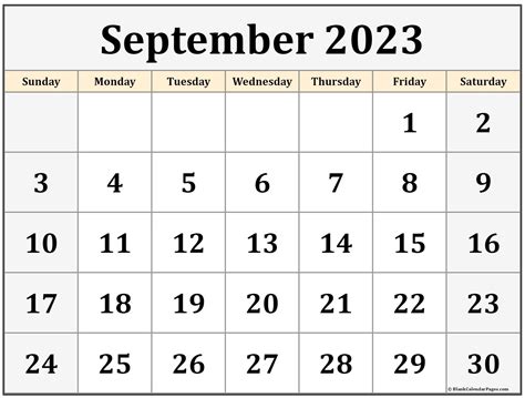 Calendar For The Month Of September