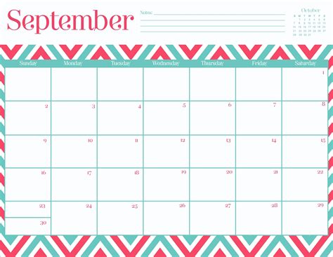 Calendar For The Month Of September 2012