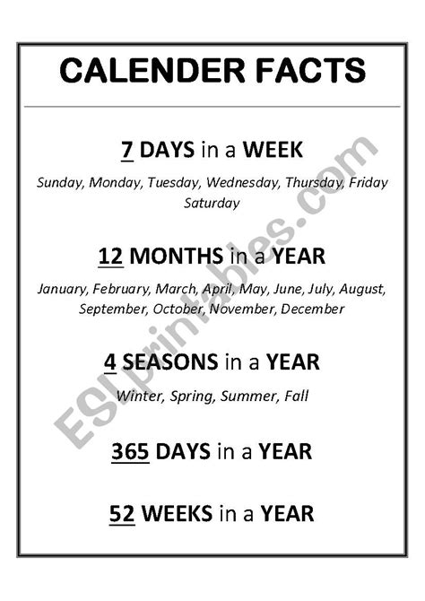 Calendar Fun Facts