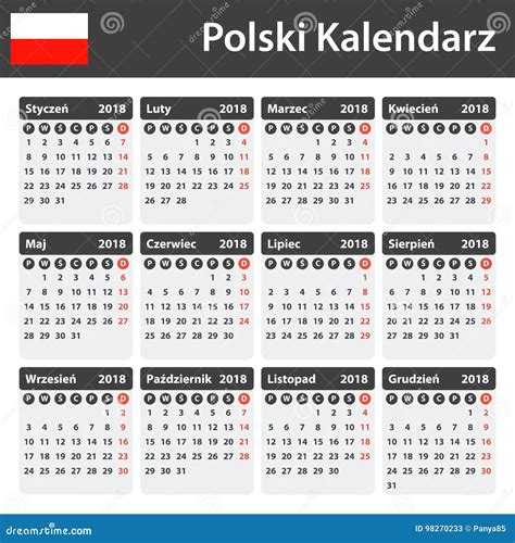 Calendar In Polish
