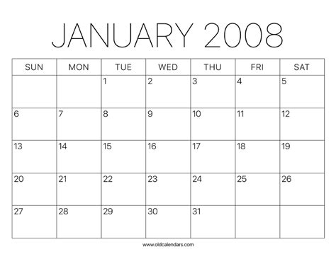 Calendar January 2008