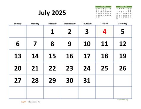 Calendar July 2025