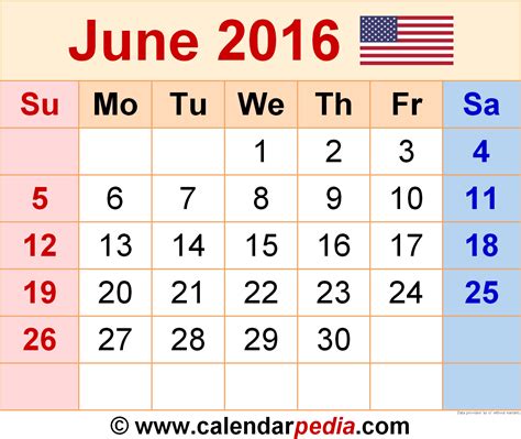 Calendar June 2016