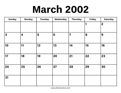 Calendar March 2002