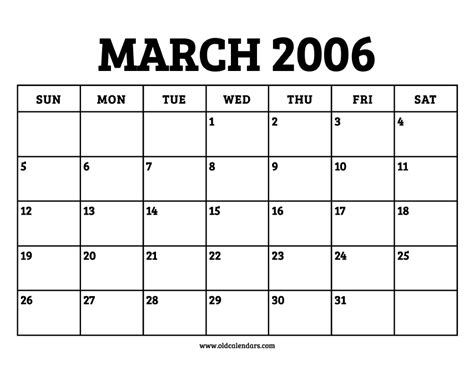 Calendar March 2006