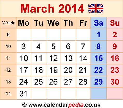 Calendar March 2014