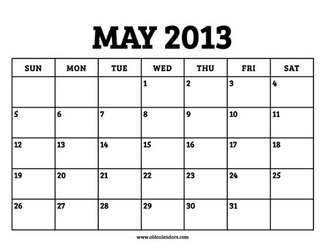 Calendar May 2013