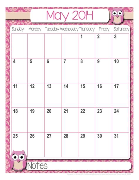 Calendar Month Of May