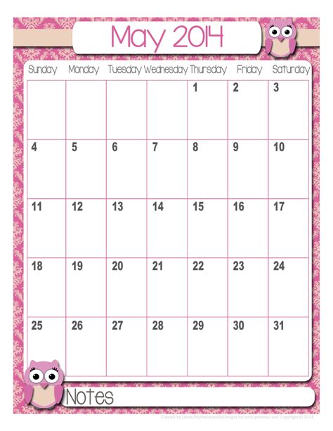 Calendar Month Of May 2014