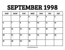 Calendar Month September 1998