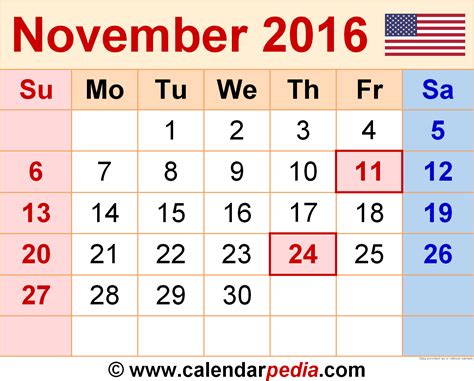 Calendar November 2016