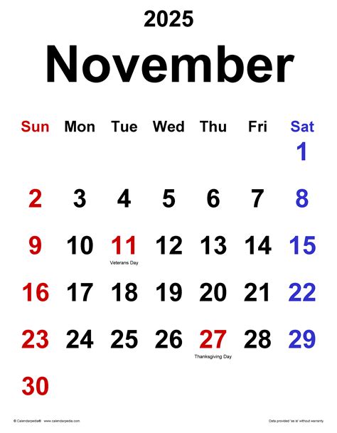 Calendar November 2025