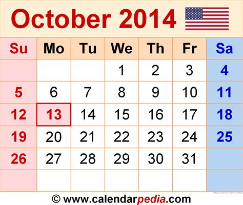 Calendar Oct 2014