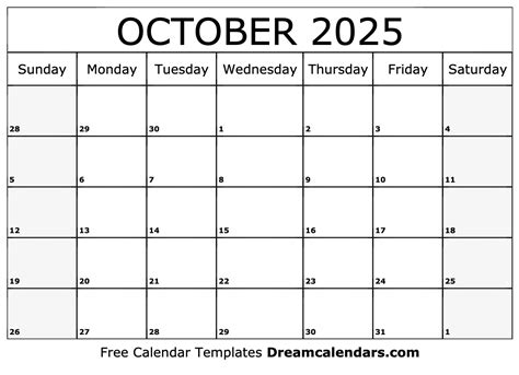 Calendar October 2025
