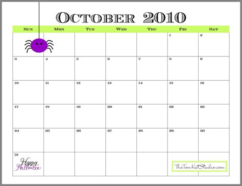 Calendar Of 2010 October