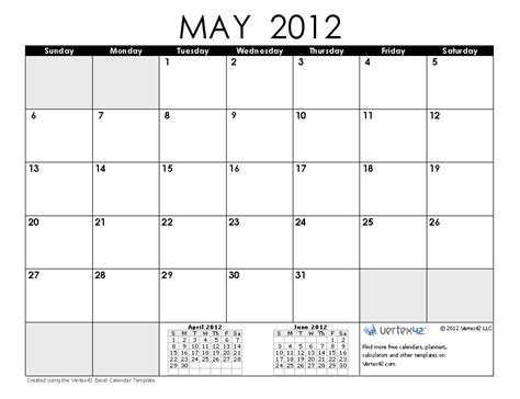 Calendar Of 2012 May