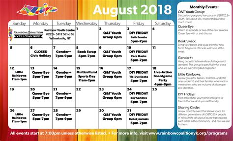 Calendar Of Events For August