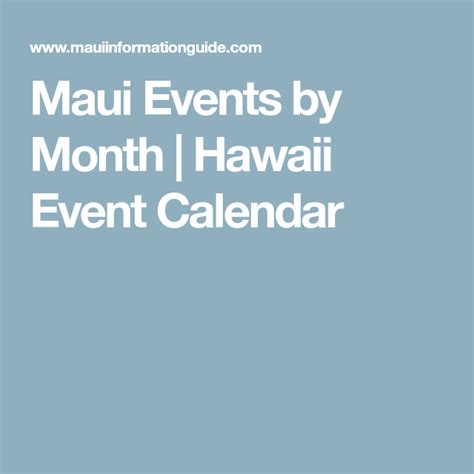 Calendar Of Events Maui