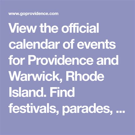 Calendar Of Events Providence Ri
