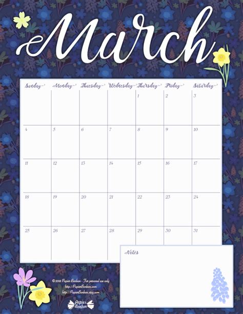 Calendar Of March