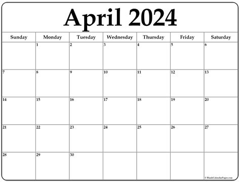 Calendar Page April