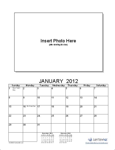 Calendar Picture Template