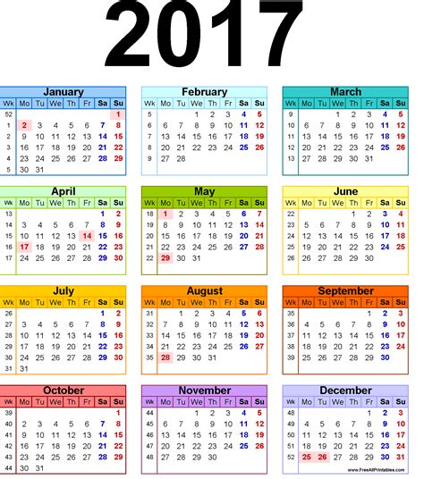 Calendar Printable Free 2017