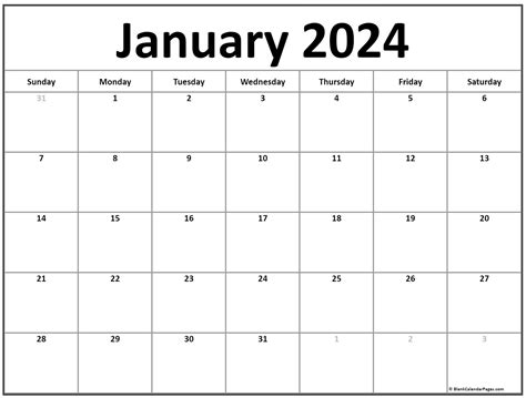 Calendar Printable January 2024