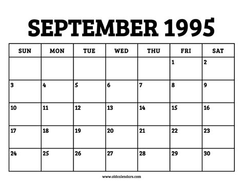 Calendar September 1995