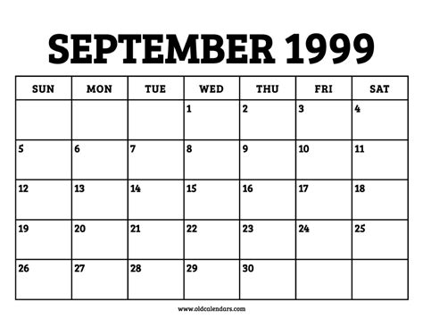 Calendar September 1999