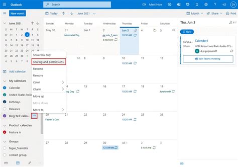 Calendar Sharepoint Outlook