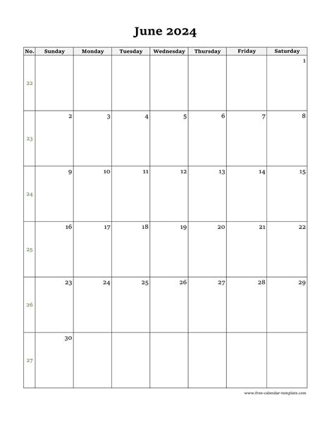 June 2024 Blank Calendar Pages