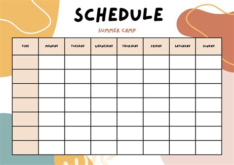 Monday To Friday Timetable Template Calendar Template Printable