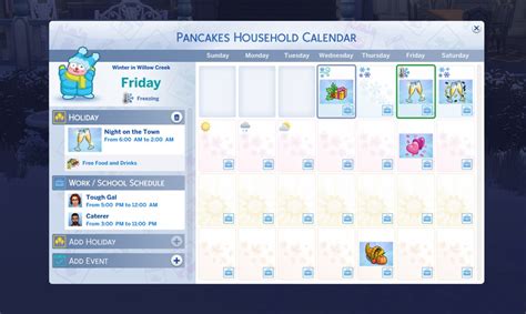 Calendar Tweaks Sims 4
