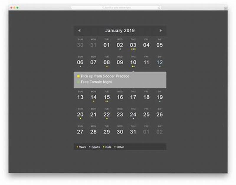 Calendar Widget For Website Html Code