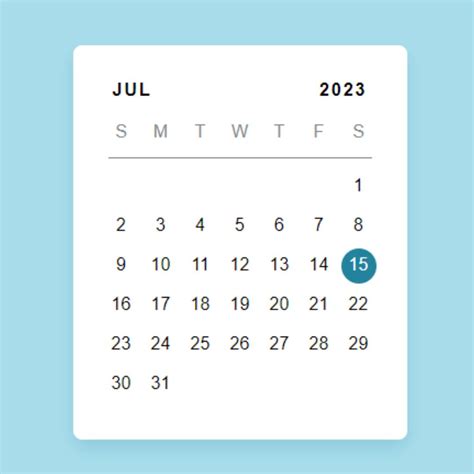 Calendar Widget Javascript Free