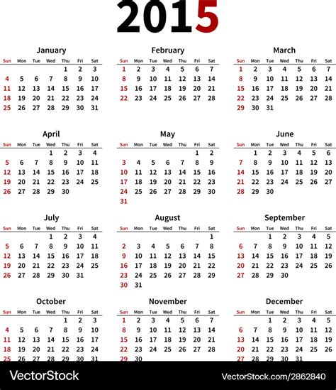 Calendar Year For 2015