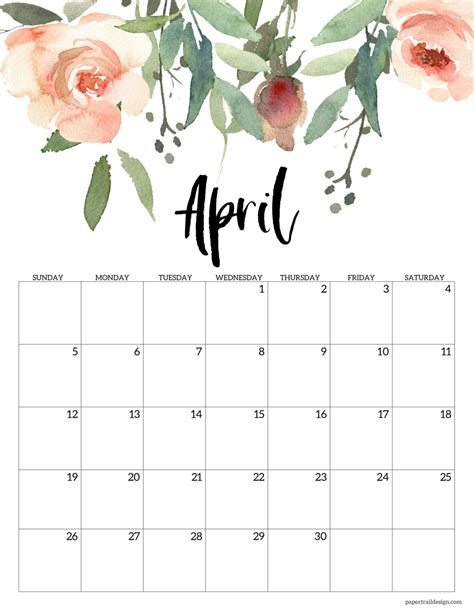 Calendar with flowers