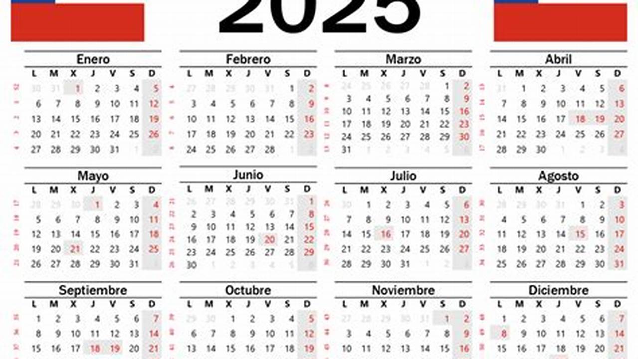Calendario 2025 Excel Con Festivos Chile