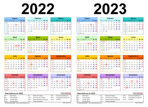 Calendario 2022 Y 2023 Calendrier Annuel Espagnol 2022 2023. La Semaine Commence Le Lundi.  Illustration Vectorielle Clip Art Libres De Droits, Svg, Vecteurs Et  Illustration. Image 171987789