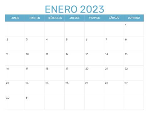 Calendario Por Mes 2023 Calendarios y planificadores imprimibles para el mes Enero 2023 A4, A3 a  PDF y PNG - 7calendar