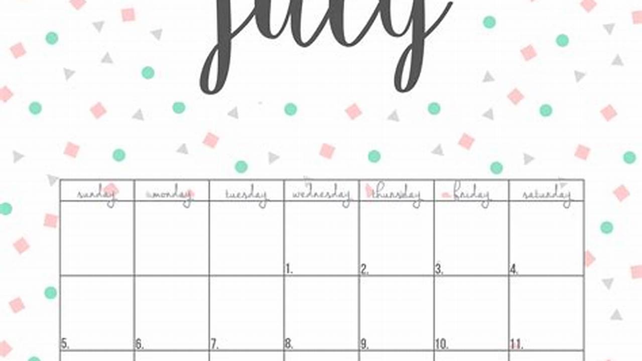 Calender For July