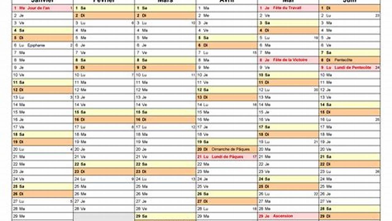 Calendrier Excel 2025 Pdf Cours