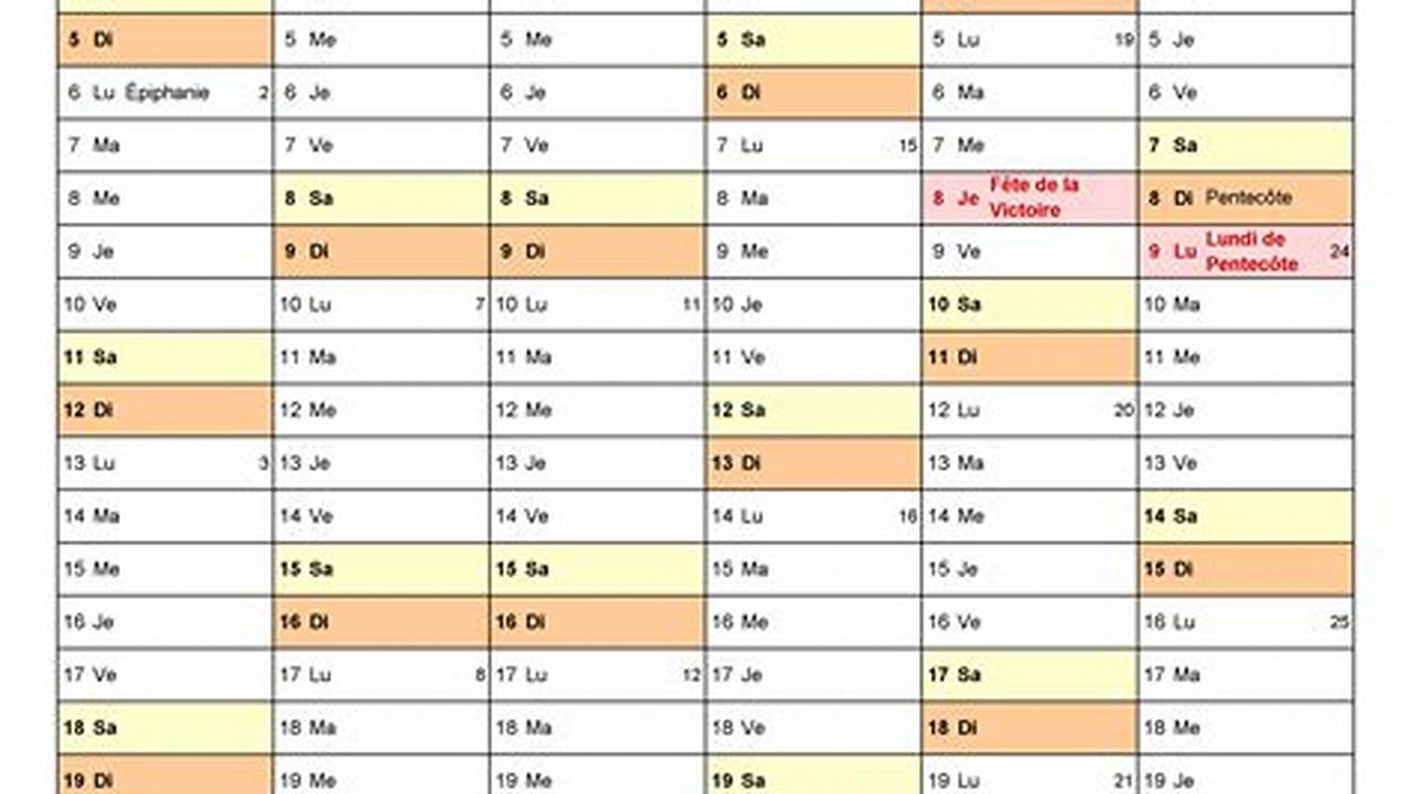 Calendrier Excel 2025 Pdf