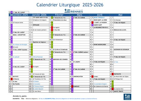 Calendrier Catholique