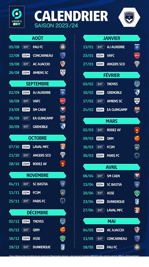 Calendrier Ligue 2 2023